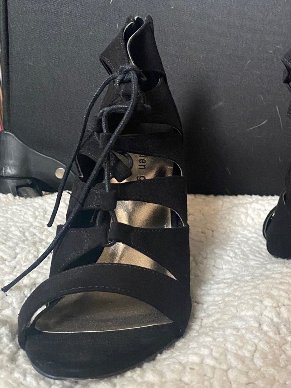 Madden Girl Black Lace-Up Cutout Heels